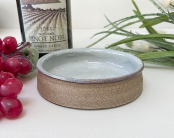 Earthy Wine Bottle Coaster in Brown Clay and Gray Glaze...catch those nasty wine drips before they stain your countertop