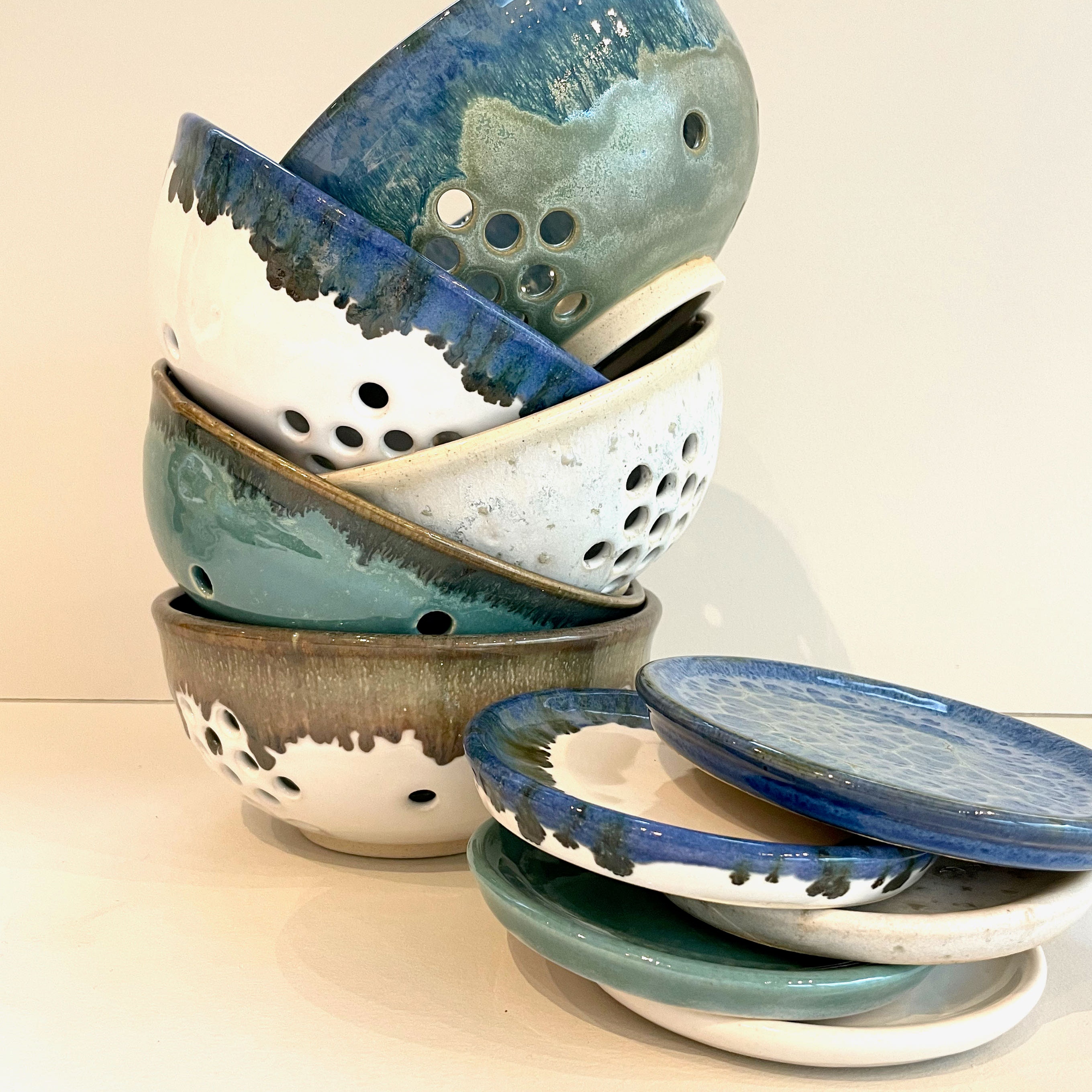 Berry Bowl and Plate Set..in 4 Sizes and 6 different glaze choices...…