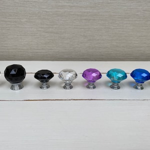Crystal Diamond Glass Door Knobs Cupboard Drawer Furniture Handle Cabinet