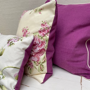 Hand Made Linen /Cotton Blend Removable Cushion Cover with Zip & Feather Cushion