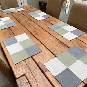 Set of Six Fabric Table Placemats - Cotton / Linen Blend Romo Linara