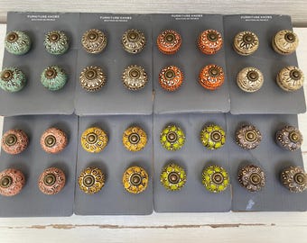 Small Round Vintage Style Colourful Cabinet /Drawer Knobs - 8 Varieties Sold in Packs of Four
