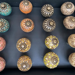 Small Round Vintage Style Colourful Cabinet /Drawer Knobs - 8 Varieties Sold Individually