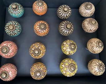 Small Round Vintage Style Colourful Cabinet /Drawer Knobs - 8 Varieties Sold Individually