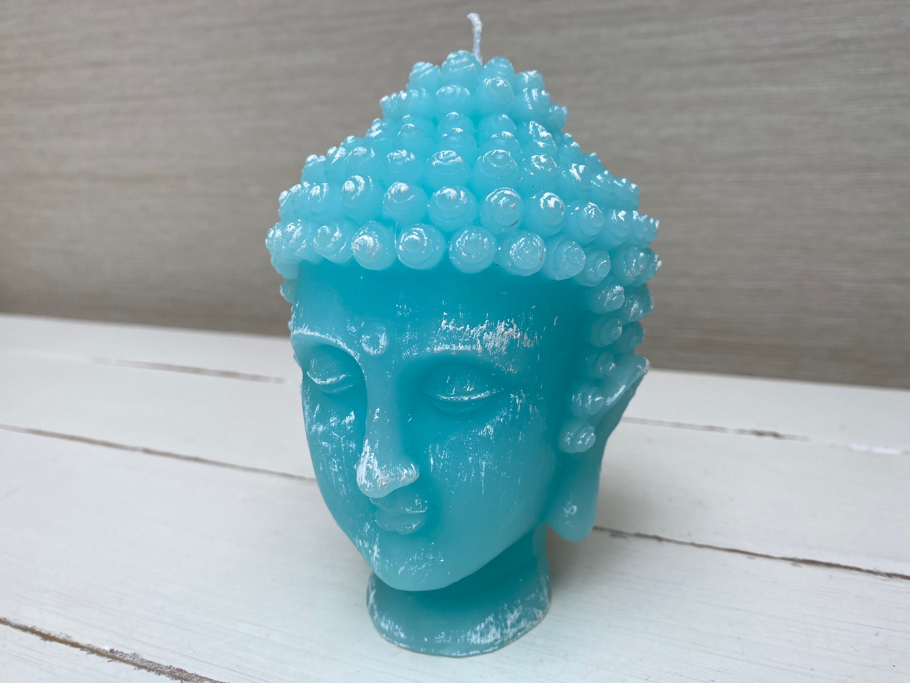 Turquoise Buddha Head Candle Etsy