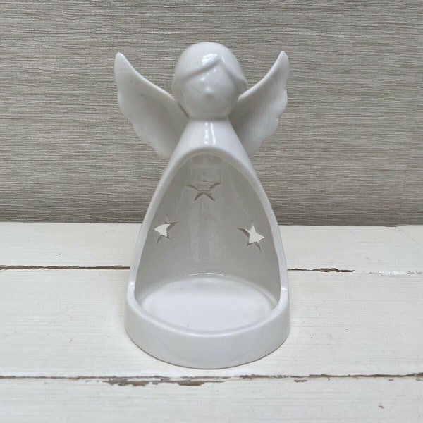 White Ceramic Angel Tealight Holder