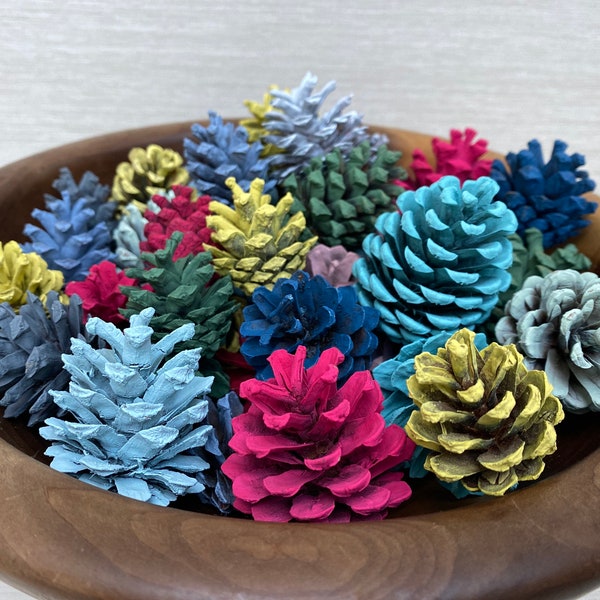 Sprayed Small Pine Cones- Pack of 30 - Choice of Gold Silver Rose Gold Copper Red Blue White Turquoise Pink Yellow Grey Green