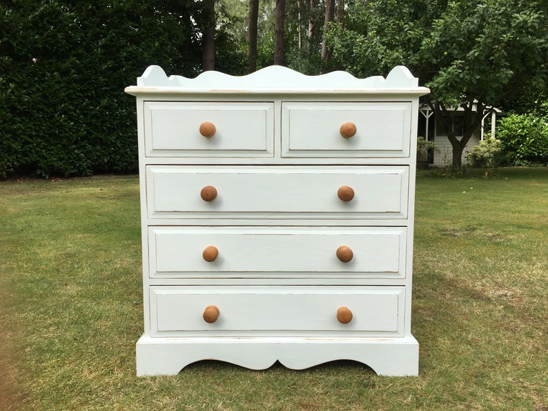 Hand Painted Solid Pine Shabby Chic Chest Of Drawer In Mint Etsy
