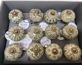 Vintage Style Green Doorknobs - 12 Varieties - Sold Individually