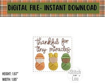 Thankful for tiny miracles Embroidery Design, Fall Feltie Design, Machine Embroidery Design