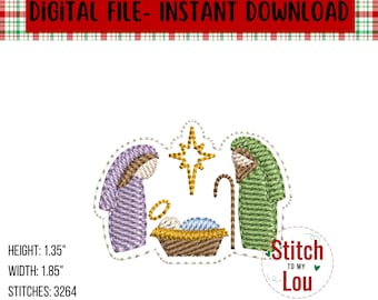 Nativity, Holy Family, Religious Christmas Feltie Design, Machine Embroidery Design