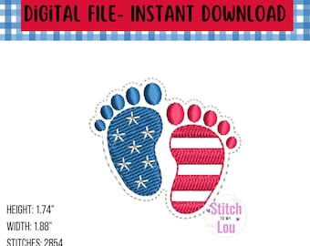 Patriotic Baby Feet, NICU Feltie Embroidery Design, Medical Feltie Downloads, Machine Embroidery Design, Instant Download