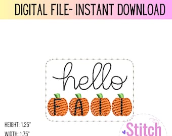 Hello Fall Stethoscope Embroidery Design, Fall Feltie Design, Pumpkin, Machine Embroidery Design