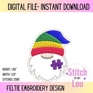 Autism Awareness Gnome, Autism Awareness Feltie Design, Machine Embroidery Design, Feltie Download