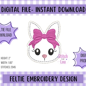 Coquette Bunny Feltie: Machine Embroidery Design (Digital Download)