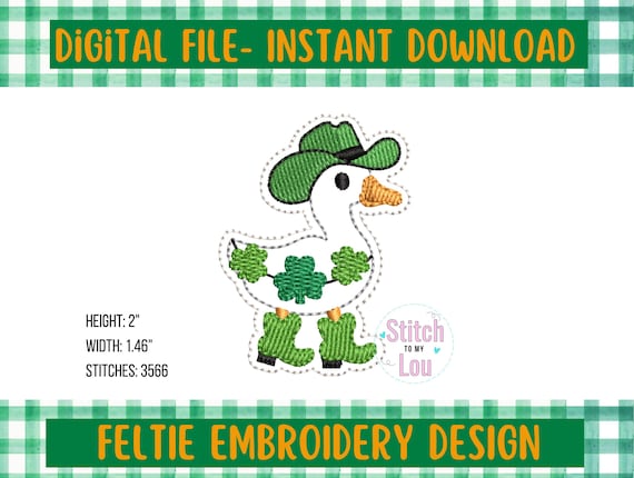 St Patrick's Goose Feltie Embroidery Design (Digital Download)