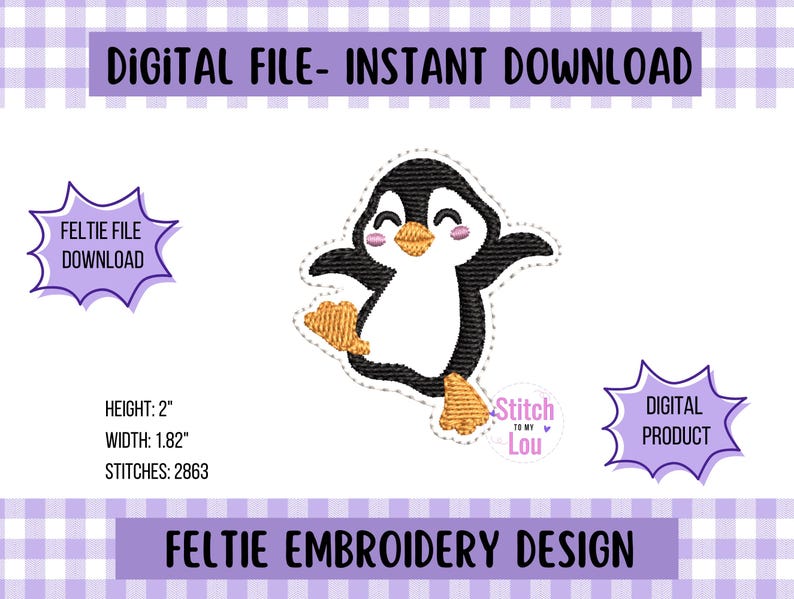 Dancing Penguin Feltie Embroidery Design: Machine Embroidery File ...