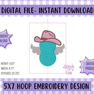 Flying Cowgirl Peanut Ball 5x7 Hoop Download, Machine Embroidery Design, Instant File Download