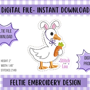 Bunny Goose Feltie Embroidery Design (Digital Download)