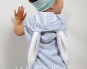 Bunny baby jumpsuit with bunny ears short sleeve , rabbit overall, romper, bunny romper, bunny ears, bunny onesie, Easter outfit