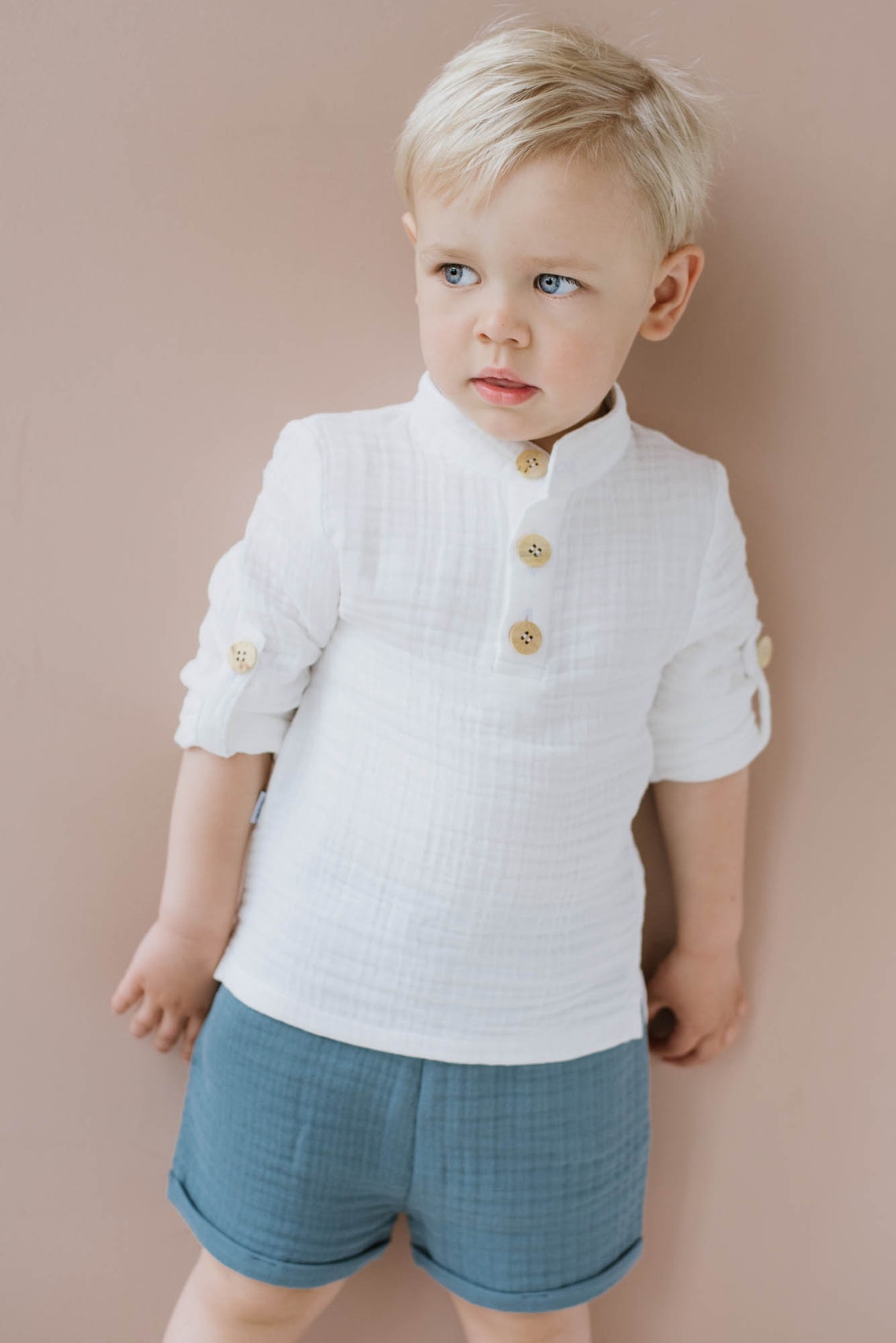 Toddler Boy Muslin Shirt White Summer Shirt Classic Kids Etsy