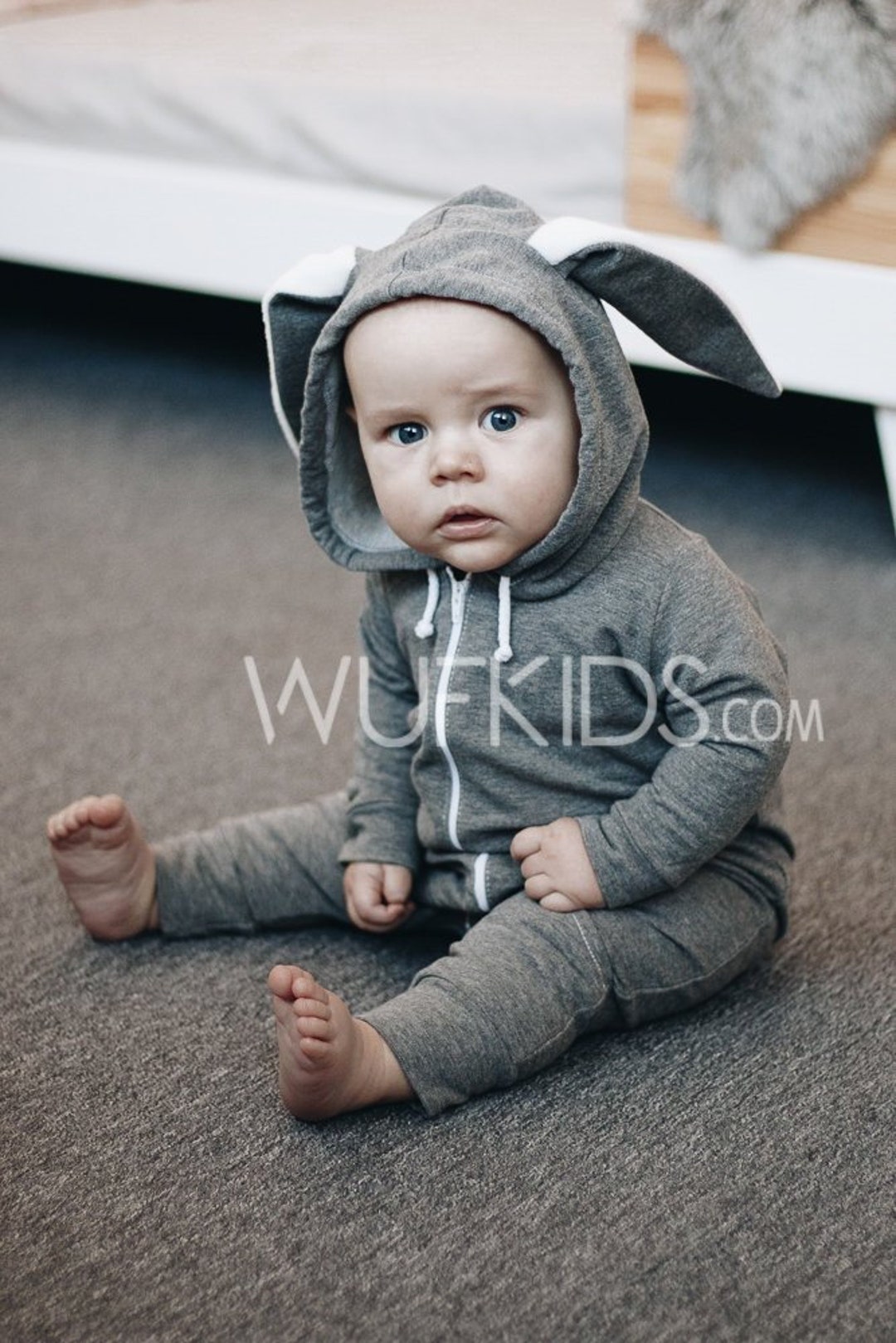 Baby Easter Outfit With Rabbit Ears READY TO SHIP, Bunny Overall, Bunny