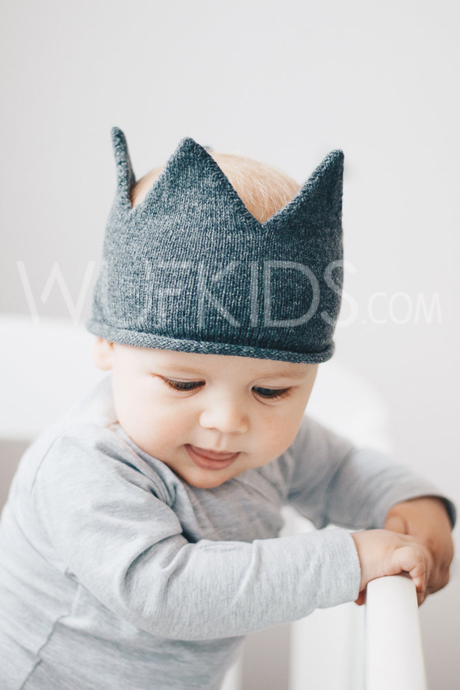 Baby Crown Baby Dark Gray Crown Knitted Baby Crown Baby Etsy