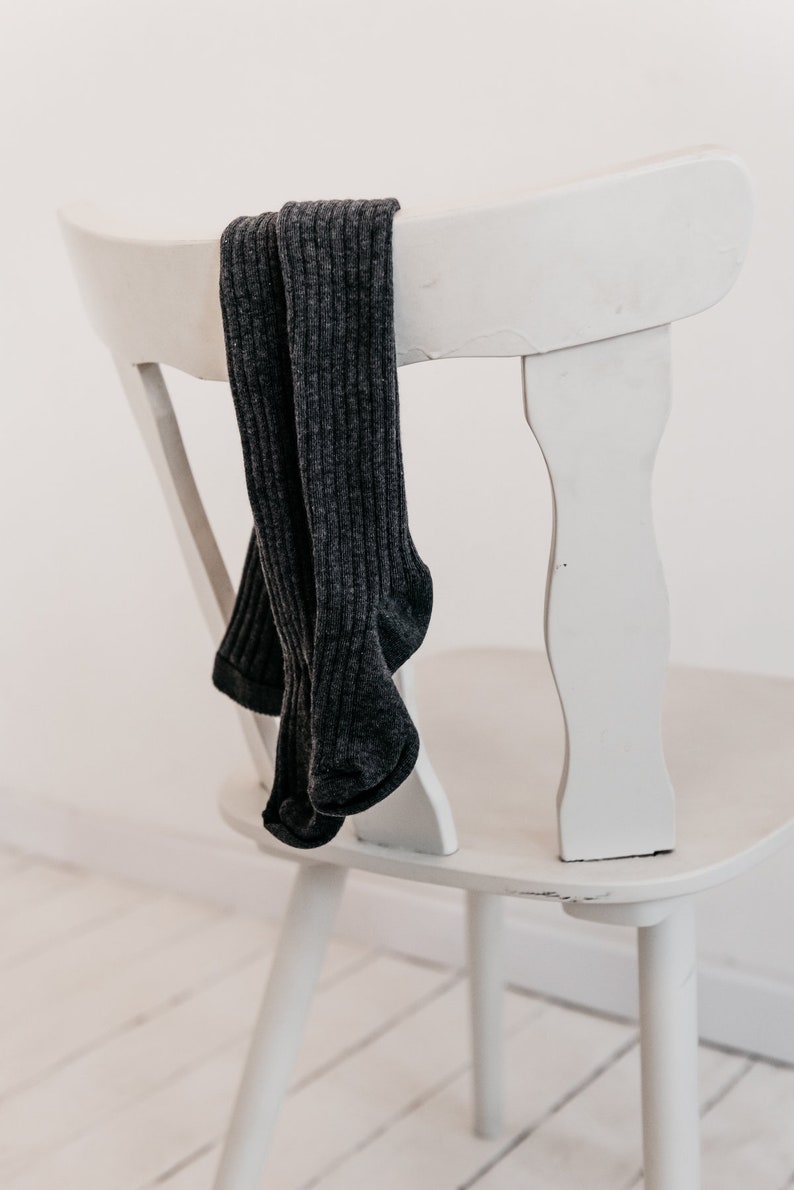 Baby Dark Gray Tights Kids Ribbed Tights Girls Pantyhose Etsy
