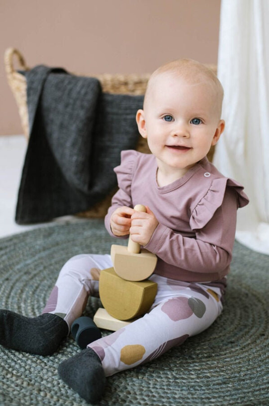Organic Cotton Baby Girl Long Sleeve Bodysuit Mauve With Etsy