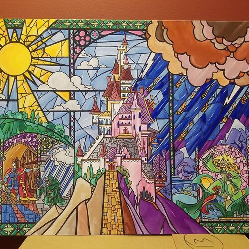 Beauty The Beast Castle Painting Print Etsy Beauty The Beast Castle Painting Print Etsy