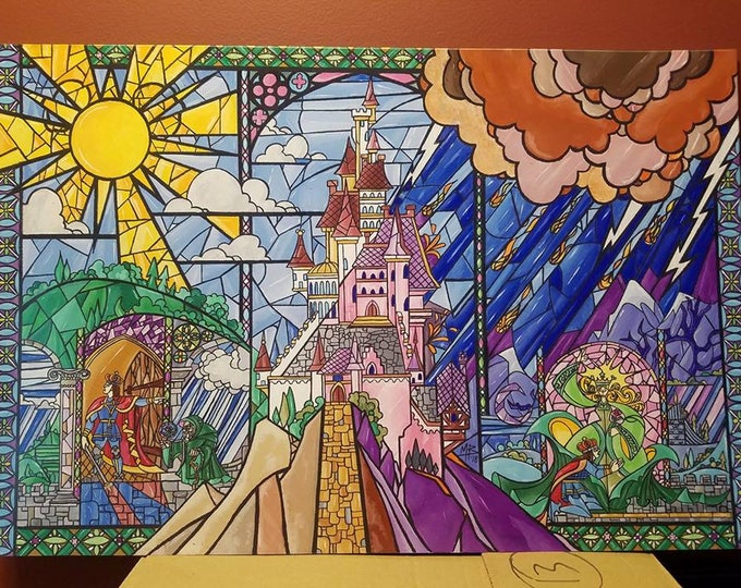 Beauty &amp; the Beast Castle Painting Print. - Etsy