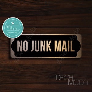 NO JUNK MAIL Schild, gebürstetes Kupfer No Junk Mail Schild, Kupfer Schwarz Junk-Mail-Schilder, Bitte keine Junk-Mail, Türschilder für den Außenbereich, 9 x 3 Zoll
