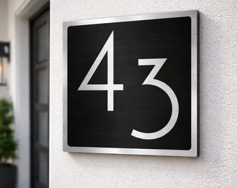 Durable Brushed Silver House Number Sign, Easy Install Weatherproof Address Plaque