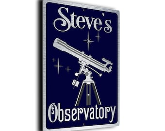 Personalized Observatory Sign: Brushed Aluminum Stargazing Plaque