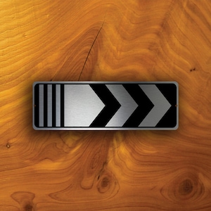 ARROW SIGN, DIRECTIONAL, Wayfinding Signs,  Arrow Signs on Durable Brushed Aluminum matt black vinyl. Indoor or Outdoor Use, direction signs