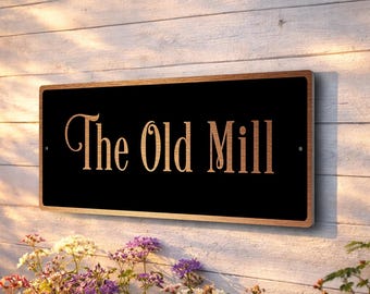 Personalized House Name Sign | Brushed Metal Address Plaque, Weatherproof