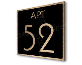 Custom Apartment Number Signs | Condo Room Numbers | Brushed Gold and Matt Black Finish | Contemporary Design | Apartment decor