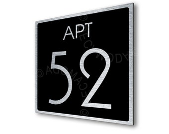 Custom Apartment Number Signs | Condo Room Numbers | Brushed Silver and Matt Black Finish | Contemporary Design | Apartment decor