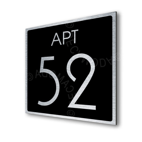 Custom Apartment Number Signs | Condo Room Numbers | Brushed Silver and Matt Black Finish | Contemporary Design | Apartment decor