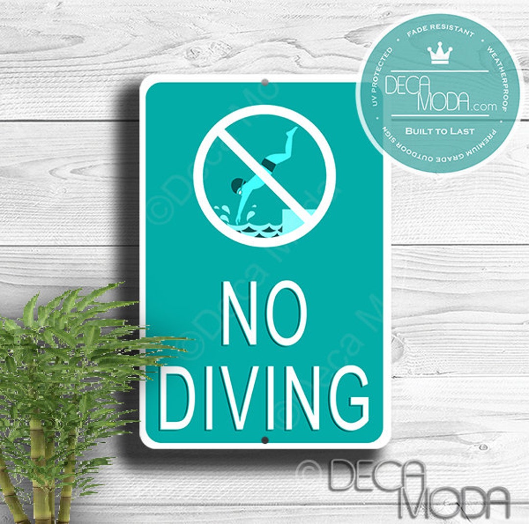 No Diving Sign, Swimming Pool Signs, Pool Signs, Pool Decor, No Diving