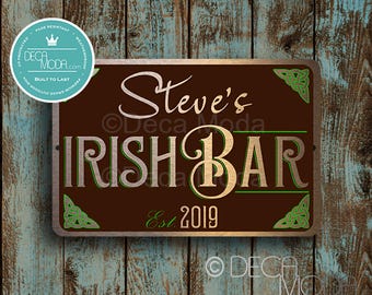 Personalized Irish Bar Sign: Brushed Bronze & Copper Finish