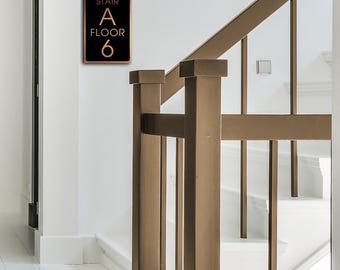 Custom Stair Number Sign: Brushed Copper & Black Metal