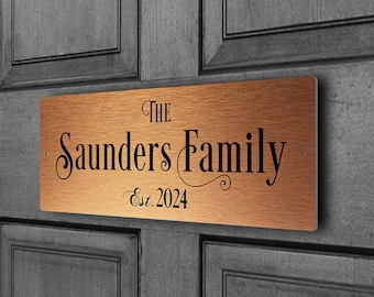 Personalized Family Name Sign | Brushed Metal Anniversary Plaque