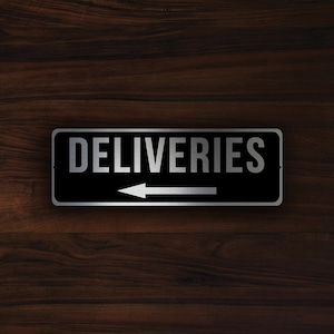 DELIVERIES SIGN, Deliveries Pointer Sign, Deliveries Direction Sign, Outdoor Signs, Deliveres, Custom Signs, Business Signs, Deliveries Sign