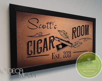 PERSONALIZED CIGAR ROOM Sign, Cigar Room Sign, Custom Signs, Cigar Room Signs, Gift For Smoker, Wood Frame, Custom Cigar Room Signs