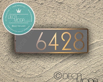 Personalized HOUSE SIGN, Outdoor House Sign, Grey and Brushed Copper Finish, Signs, Modern House Signs, Address signs, House Number Sign,