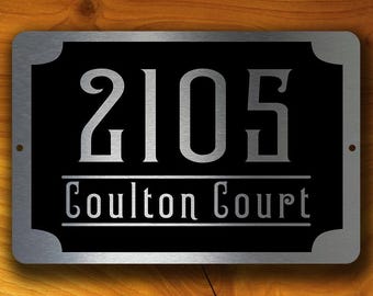 Customizable Brushed Silver Address Sign: Outdoor Plaque