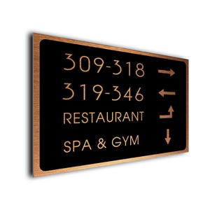 Brushed Copper Hotel Directory Sign: Custom Indoor/Outdoor Sign