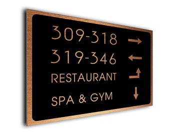 Brushed Copper Hotel Directory Sign: Custom Indoor/Outdoor Sign