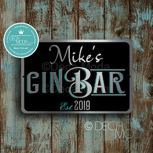 Custom Gin Bar Sign, Personalized Signs, Gin Signs, Brushed composite Silver Finish, Gin Bar Decor, Gift for Gin Lover, Custom Gin Bar Signs
